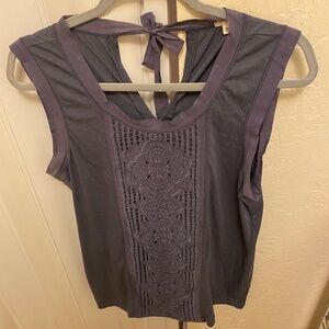 JCREW WOMENS SLEEVLESS TOP SIZE M TIE NECK IN BACK DETAIED FRONT TWO TONE PURPLE